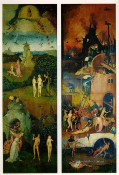  panels Oil Painting - Paradise and Hell left and right panels of a triptych moral Hieronymus Bosch